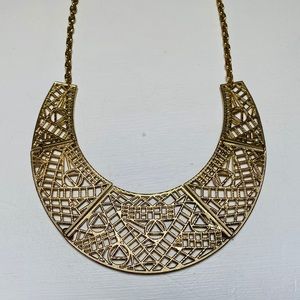 Geometric Statement Necklace in Gold